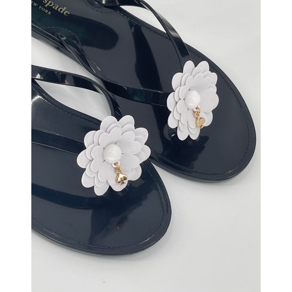 Kate Spade Jessa Flip‎ Flop Sandal Daisy Flower Women's Size 6 Black White New